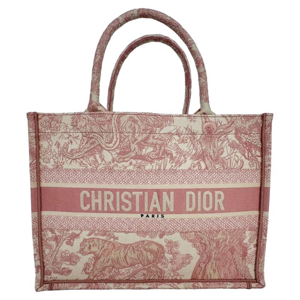 Dior Medium Book Tote Toile de Jouy Embroidered Bag in Pink Canvas